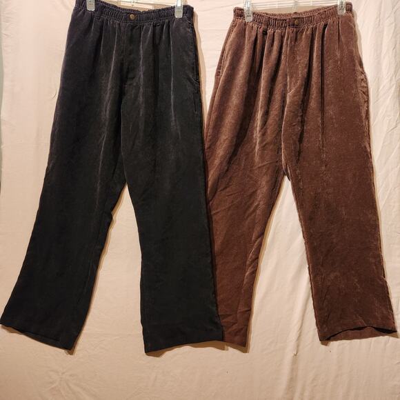 Vintage Stag Hill by Haband Corduroy Pants Brown & Black Elastic Waist 36/ L 29 - Picture 11 of 11